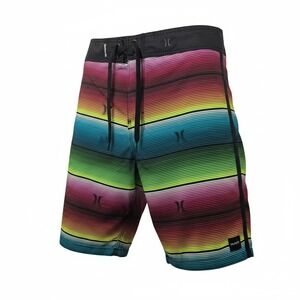 Hurley Board Shorts Mens 33 Rainbow Striped Excellent Performance Swim Trunks